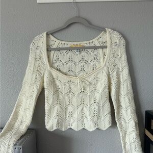 Urban Outfitters Cream Knit Cropped Sweater